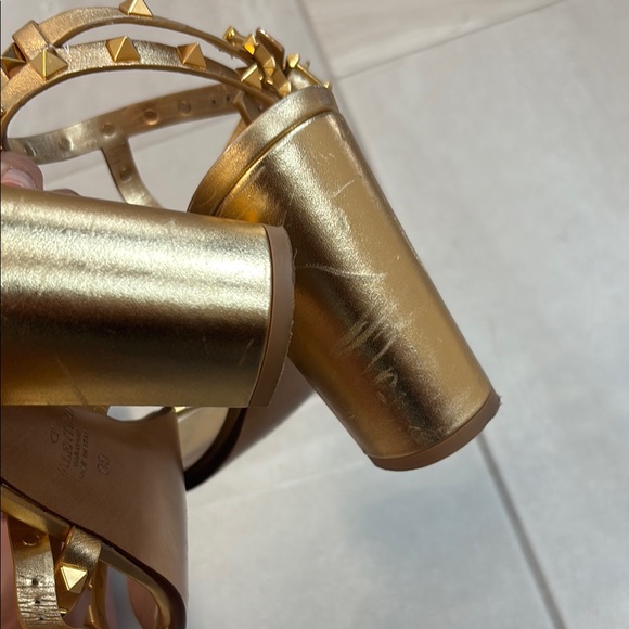 Valentino Gold Metallic Gladiator Sandals - Picture 10 of 16